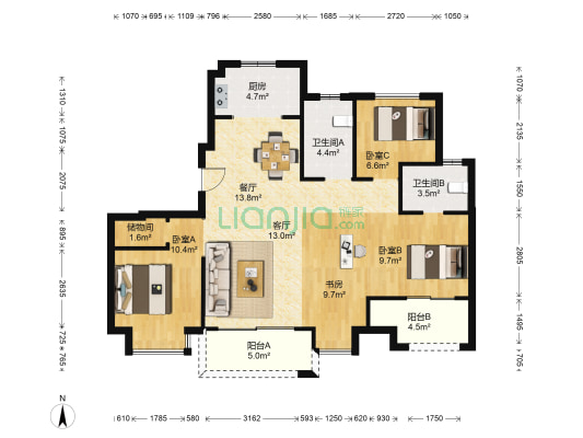 漫悦湾三期 4室2厅2卫 115平方