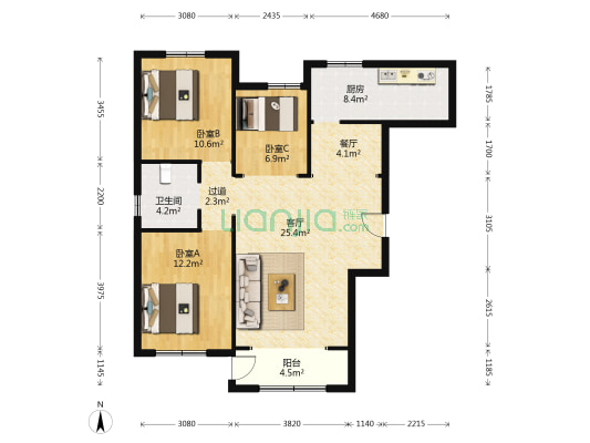 宝利BLOCK街区 3室2厅1卫 119平方