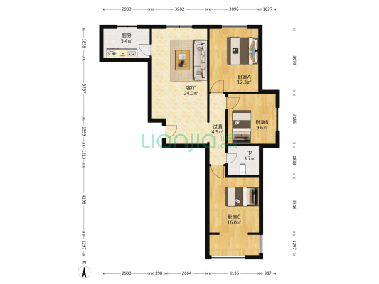 凤城盛世 3室1厅1卫 104平方