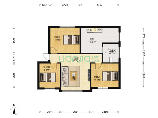 龚西路 3室1厅1卫 87平方