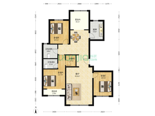 金融街·融府 3室1厅2卫 153平方