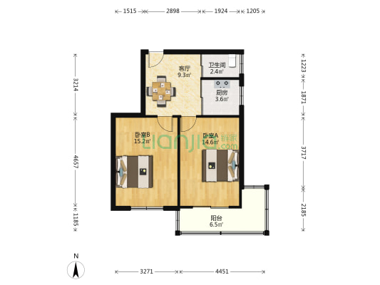 青松新村 2室1厅1卫 62平方