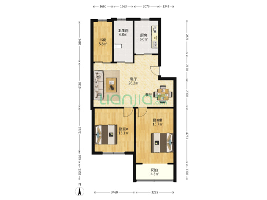 育兰社区 3室1厅1卫 89平方