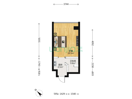 万达公馆 1室0厅1卫 38平方