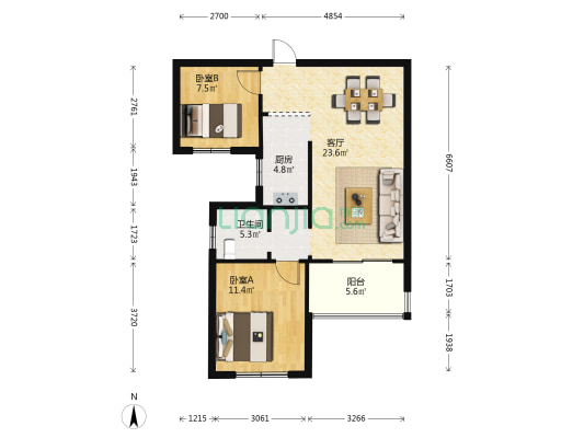 运潭公寓 2室1厅1卫 80平方