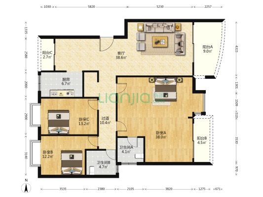 缙佳苑 3室1厅2卫 161平方