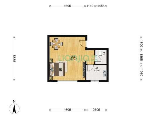 宏达家园 1室0厅1卫 47平方