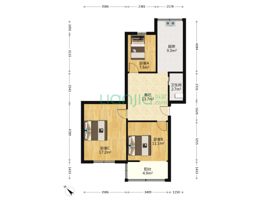 宝丰路85号 3室1厅1卫 73平方