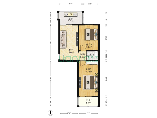 六棉前进小区 2室1厅1卫 54平方