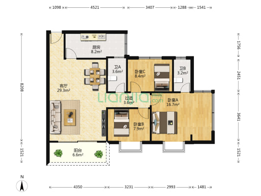 锦绣花苑（南海） 3室1厅2卫 102平方