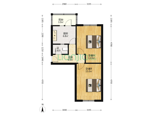 辽声社区 2室0厅1卫 55平方