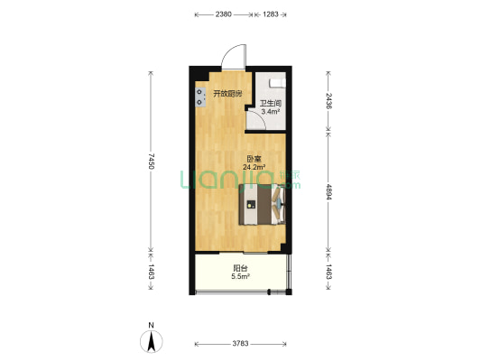 鼓楼壹号 1室0厅1卫 49平方