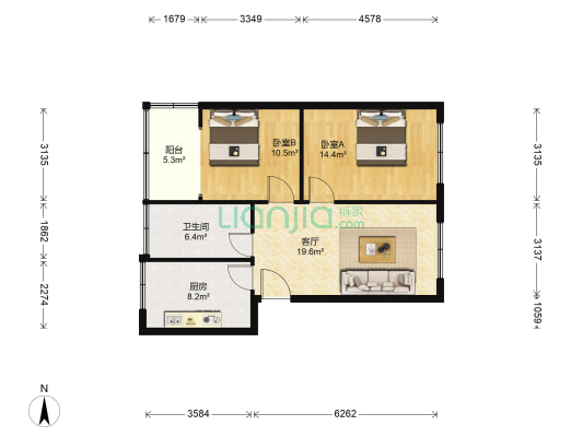 康宁居 2室1厅1卫 82平方