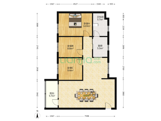 华丽大厦 3室1厅1卫 101平方