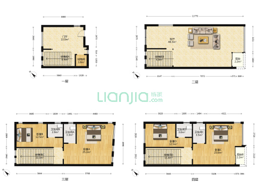 容桂单家卫红社区 4室1厅4卫 260平方