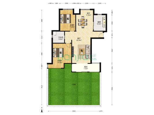 保利海上五月花 2室2厅1卫 92平方