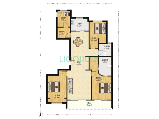 滨江华家池 4室1厅2卫 129平方