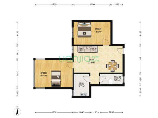 金星花园枫里组团 2室1厅1卫 75平方