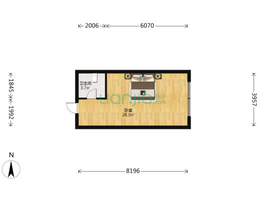 圣海大厦 1室0厅1卫 45平方