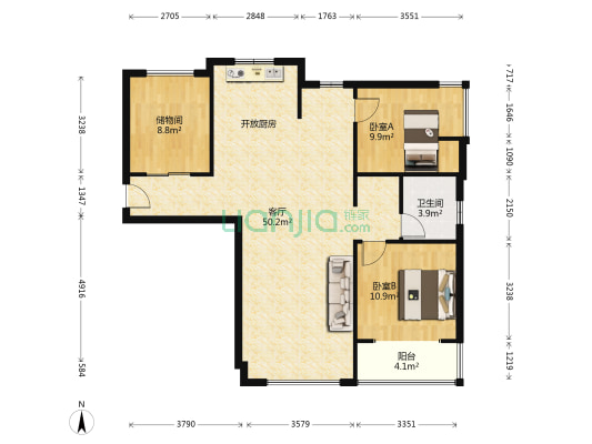 天际海悦 2室1厅1卫 99平方