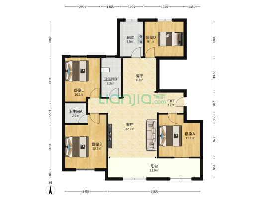 相桥书院 4室2厅2卫 135平方