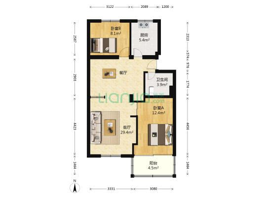 南营中军后3号 2室1厅1卫 72平方