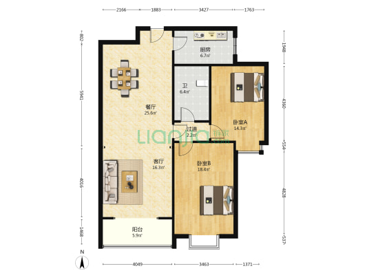 清水居 2室2厅1卫 118平方