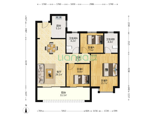 融悦府 3室1厅2卫 114平方