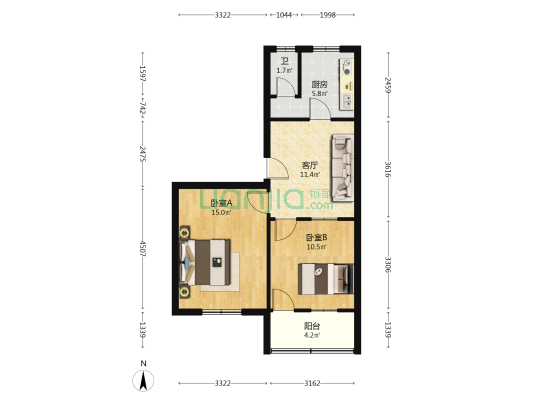 308库厂宿舍 2室1厅1卫 57平方
