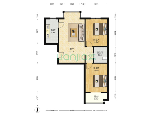 水云间公寓 2室1厅1卫 93平方