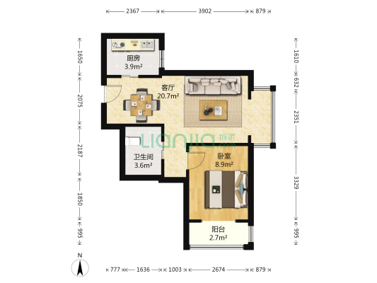 荷塘悦色 1室1厅1卫 59平方