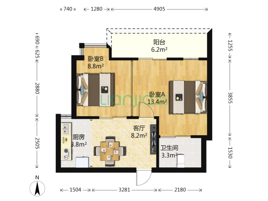 南国印象 2室1厅1卫 60平方
