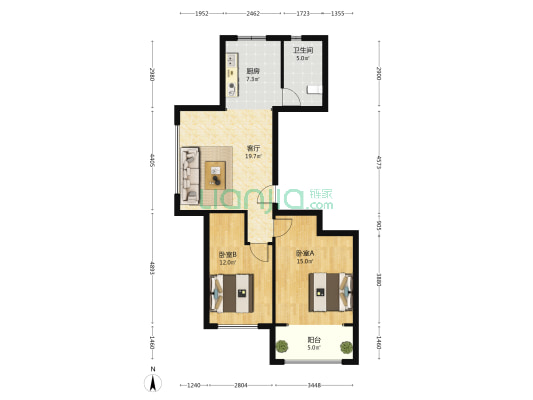 北关社区北区 2室1厅1卫 96平方
