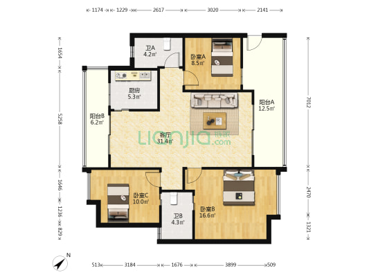 均安尚苑 3室1厅2卫 113平方
