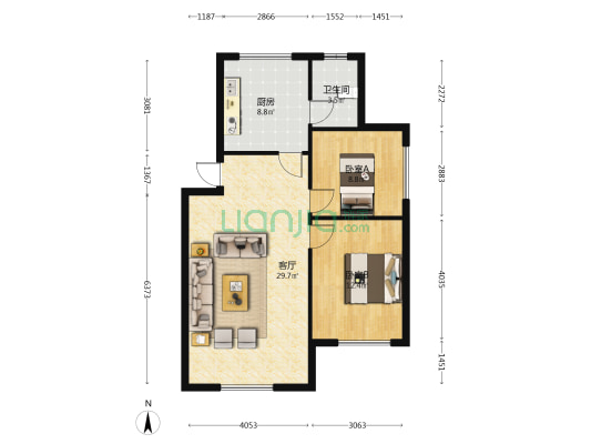 贵阳矿灯厂 2室1厅1卫 79平方