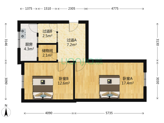 汽修宿舍 2室0厅0卫 60平方