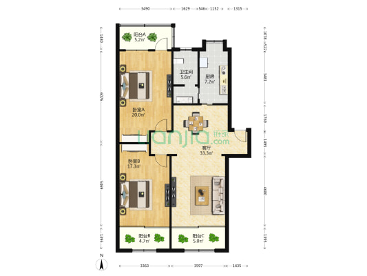 斗柏路 2室1厅1卫 114平方