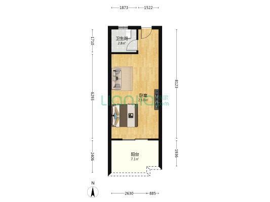 凤凰苑 1室0厅1卫 57平方