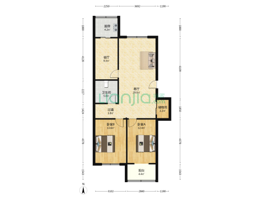 太药C区 2室2厅1卫 101平方