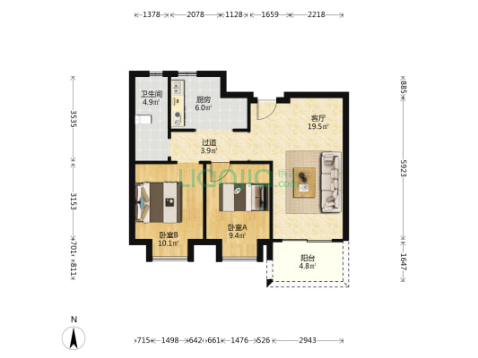 和润佳园 2室1厅1卫 80平方