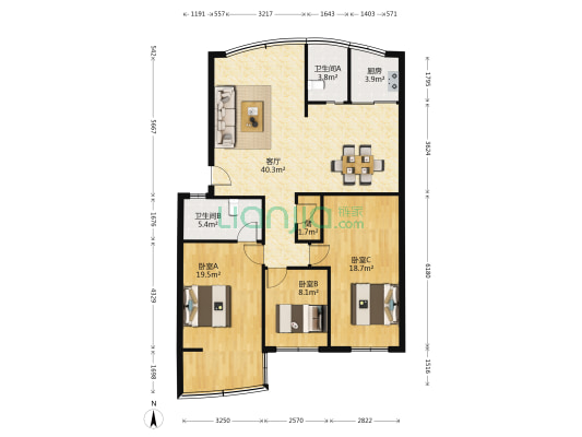 文苑 3室1厅2卫 118平方
