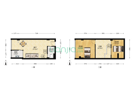 新居时代 2室1厅1卫 70平方