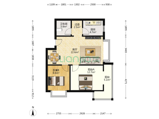 东方魅力水云涧 1室1厅1卫 71平方