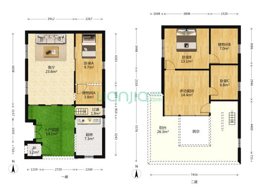 勒流单家勒流社区 4室1厅1卫 108平方