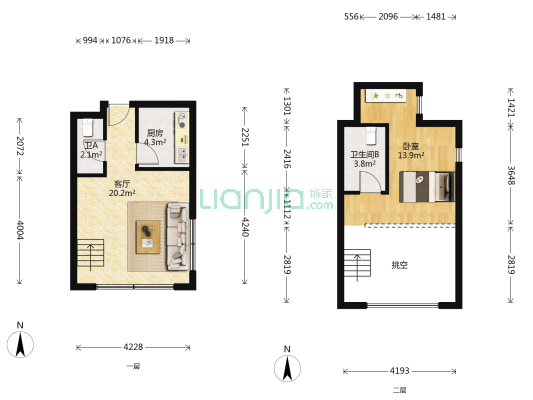 保利中央公园北区 1室1厅2卫 45平方