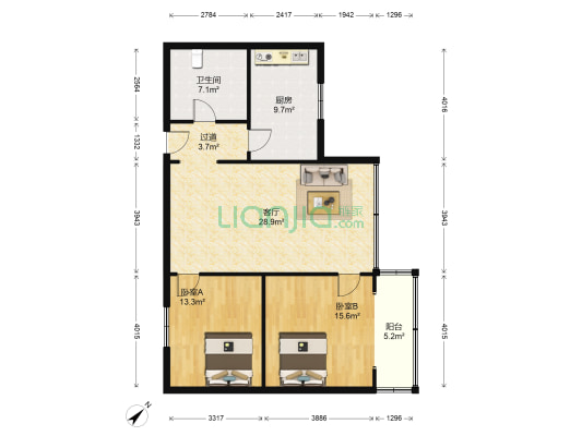 金龙港湾 2室1厅1卫 90平方