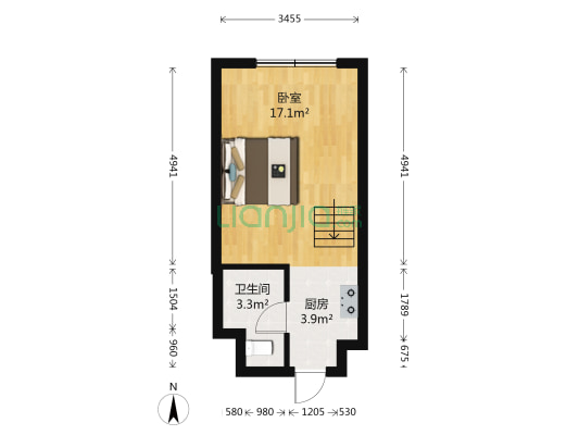 像素公馆 1室0厅1卫 48平方