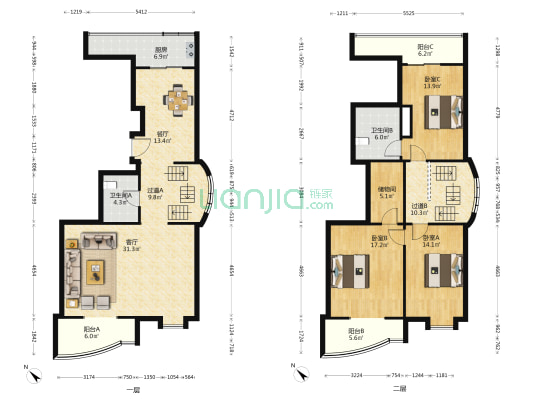 贻成大厦 3室2厅2卫 198平方