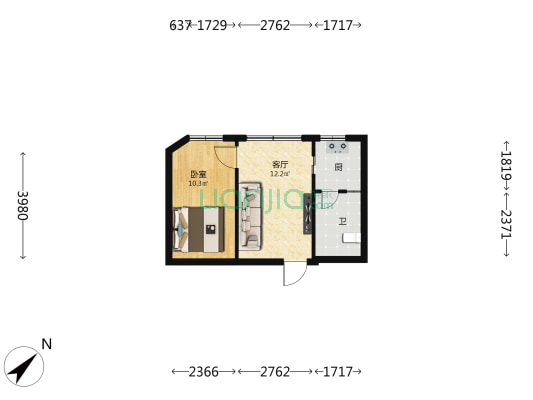 新滨江雅居 1室1厅1卫 38平方