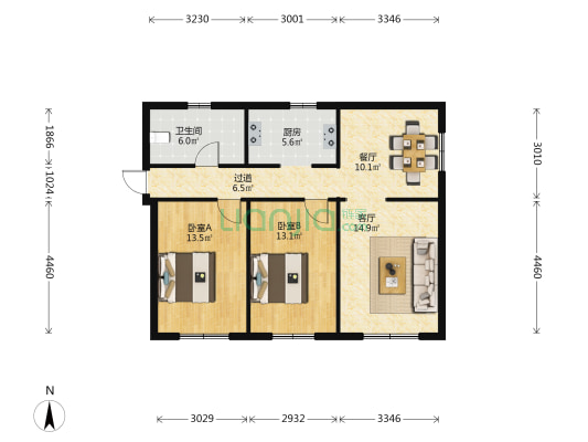 林学院小区 2室2厅1卫 94平方